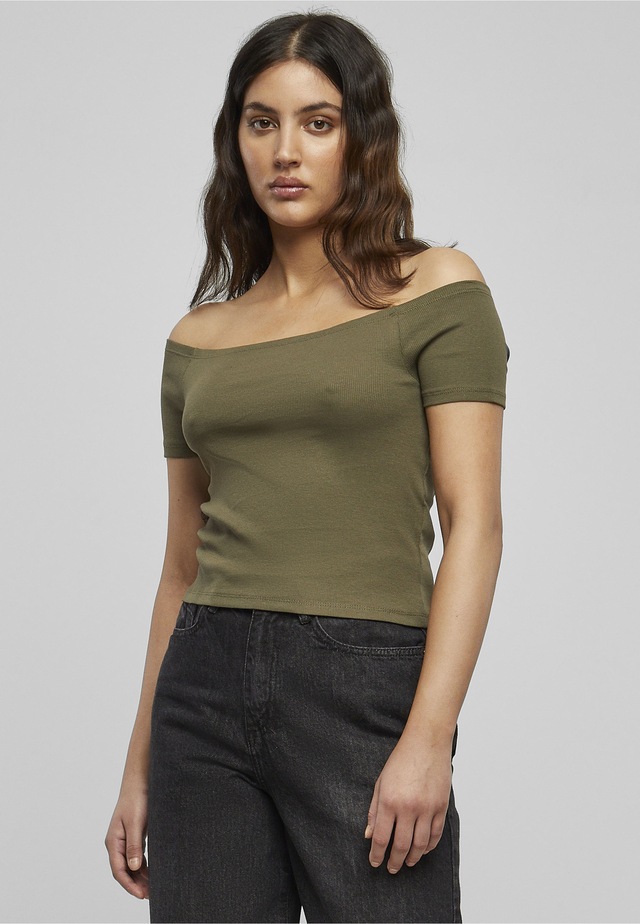 URBAN CLASSICS T-Shirt »Urban Classics Damen Ladies Off Shoulder Rib Tee« 1