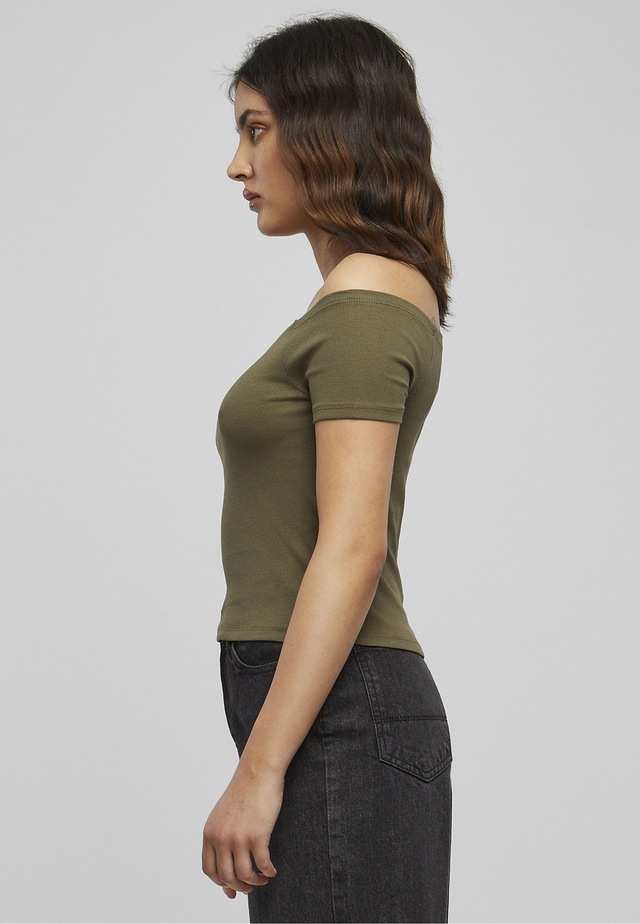 URBAN CLASSICS T-Shirt »Urban Classics Damen Ladies Off Shoulder Rib Tee« 1