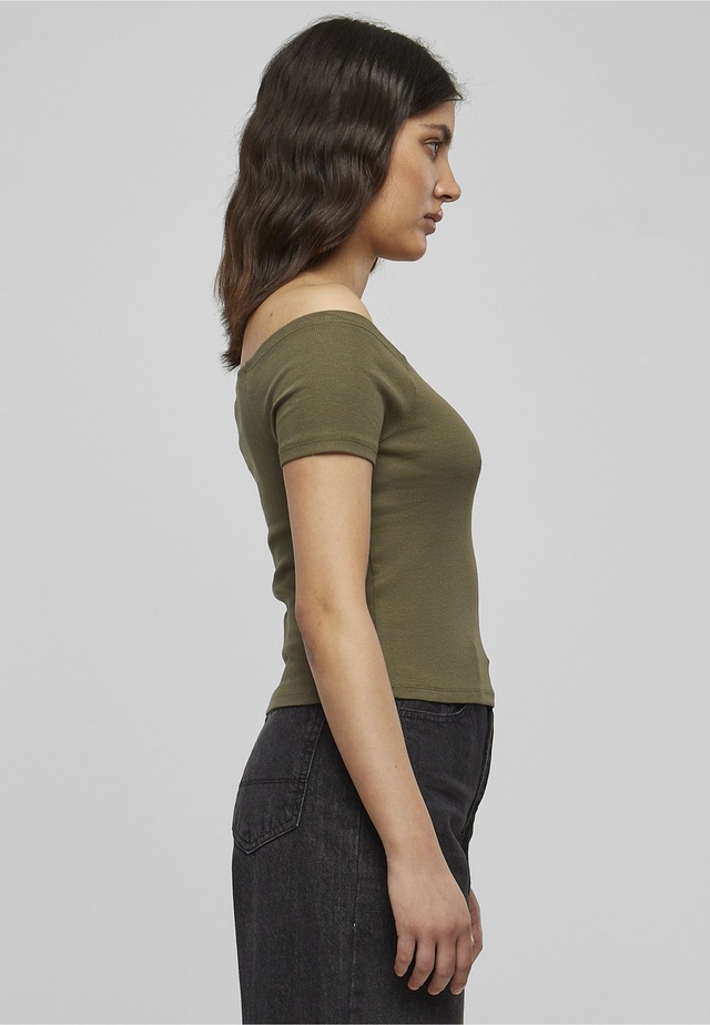 URBAN CLASSICS T-Shirt »Urban Classics Damen Ladies Off Shoulder Rib Tee« 1