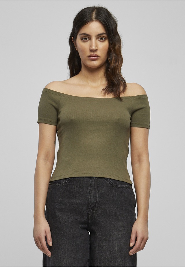 URBAN CLASSICS T-Shirt »Urban Classics Damen Ladies Off Shoulder Rib Tee« 1