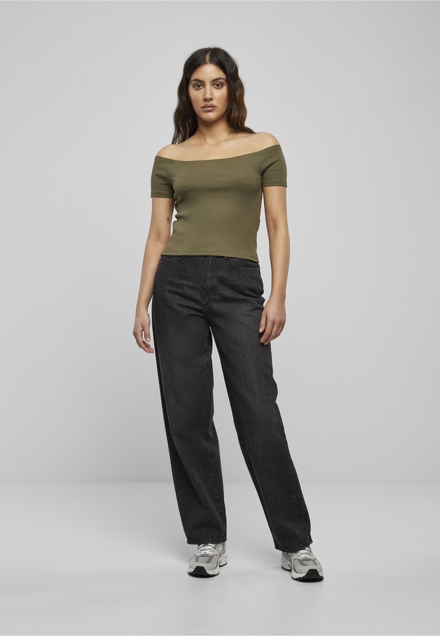 URBAN CLASSICS T-Shirt »Urban Classics Damen Ladies Off Shoulder Rib Tee« 1