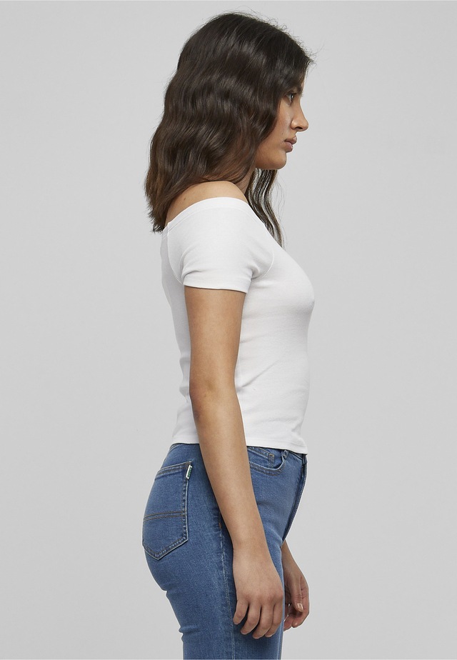 URBAN CLASSICS T-Shirt »Urban Classics Damen Ladies Off Shoulder Rib Tee« 1