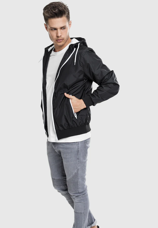 URBAN CLASSICS Windbreaker »Urban Classics Herren Contrast Windrunner« 1 Stk. tlg. mit Kapuze