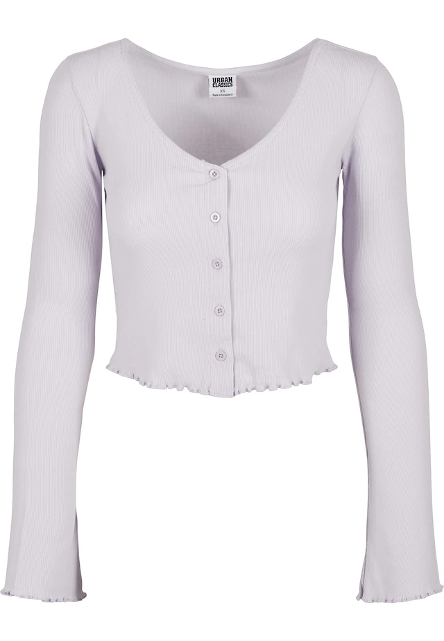 URBAN CLASSICS Langarmshirt »Urban Classics Damen Ladies Cropped Rib Cardigan« 1 Stk.