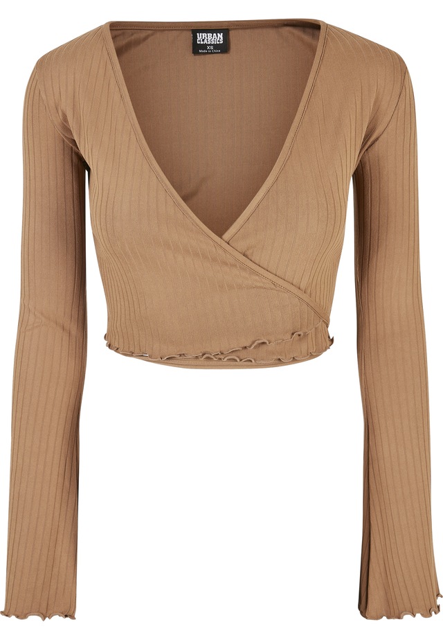 URBAN CLASSICS Langarmshirt »Urban Classics Damen Ladies Cropped Rib Wrapped Longsleeve« 1