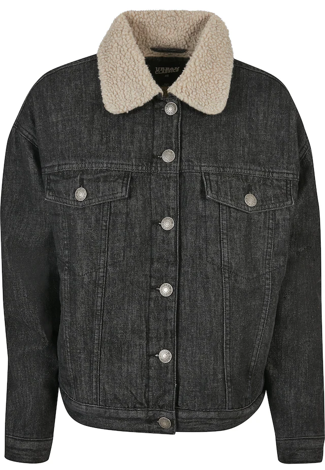 URBAN CLASSICS Jeansjacke »Urban Classics Damen Ladies Oversized Sherpa Denim Jacket« 1 Stk. tlg. ohne Kapuze