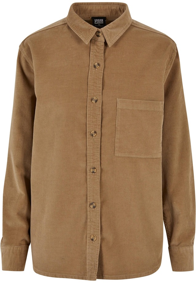 URBAN CLASSICS Langarmhemd »Urban Classics Damen Ladies Corduroy Oversized Shirt« 1 Stk.