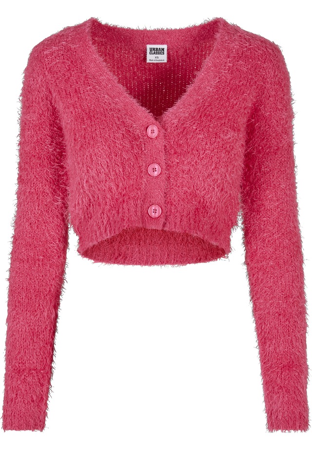 URBAN CLASSICS Cardigan »Urban Classics Damen Ladies Cropped Feather Cardigan« 1 Stk.