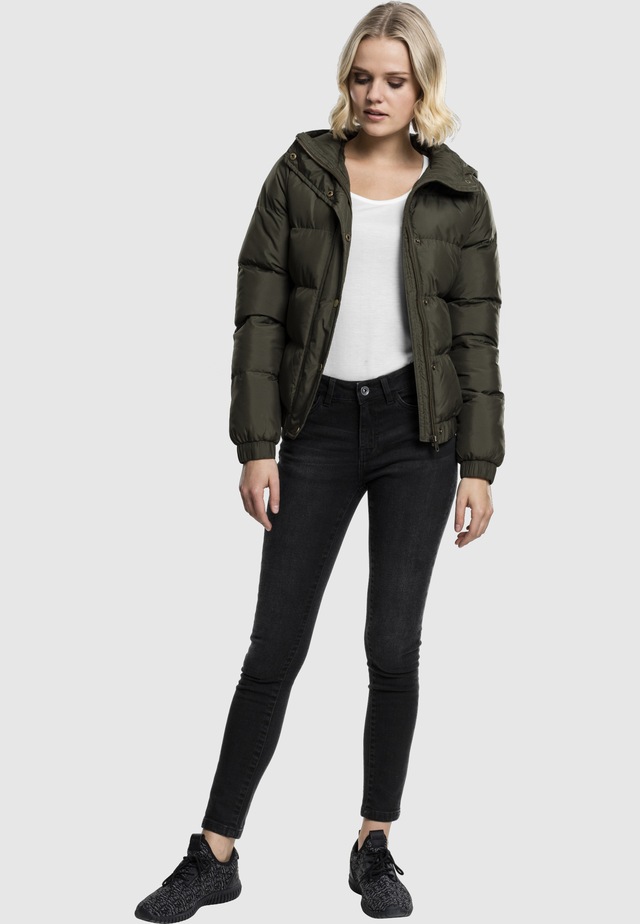 URBAN CLASSICS Winterjacke »Urban Classics Damen Ladies Hooded Puffer Jacket« 1 Stk. tlg. mit Kapuze