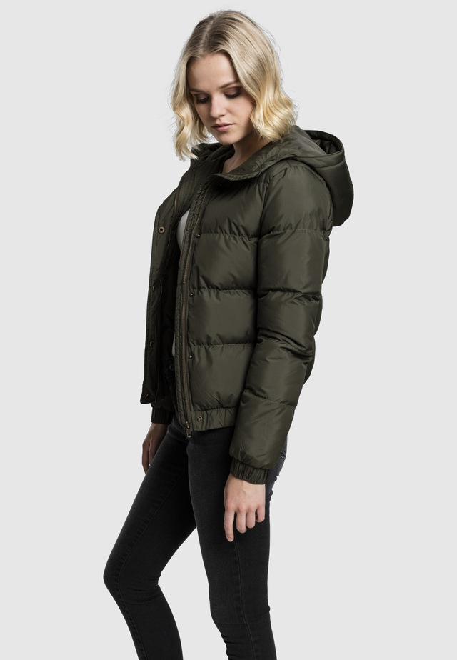 URBAN CLASSICS Winterjacke »Urban Classics Damen Ladies Hooded Puffer Jacket« 1 Stk. tlg. mit Kapuze