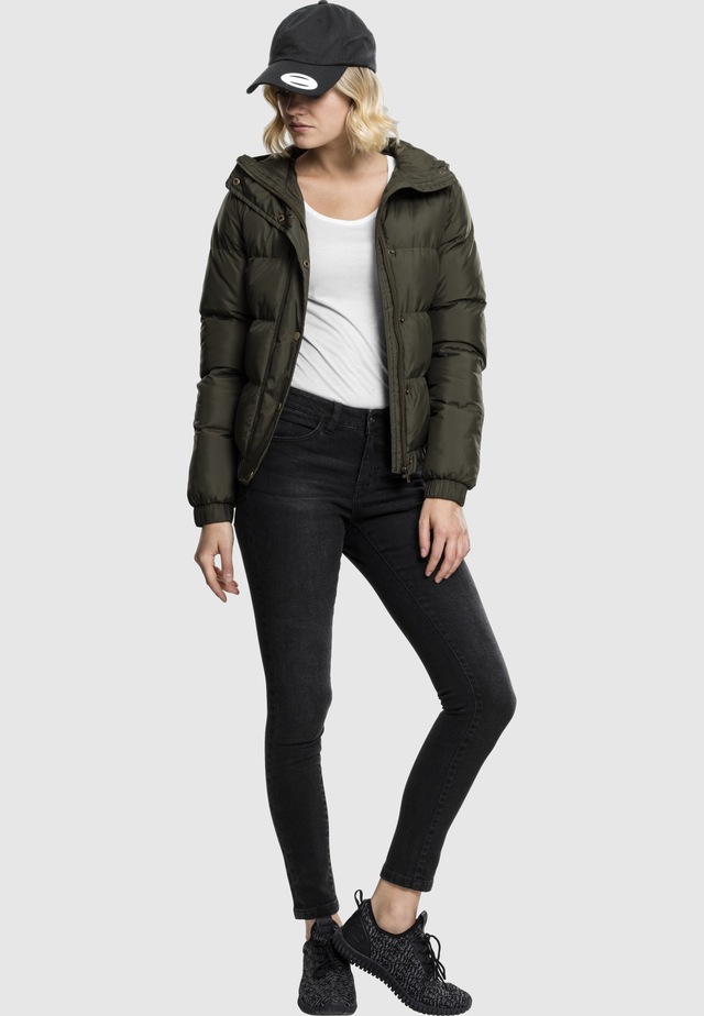 URBAN CLASSICS Winterjacke »Urban Classics Damen Ladies Hooded Puffer Jacket« 1 Stk. tlg. mit Kapuze