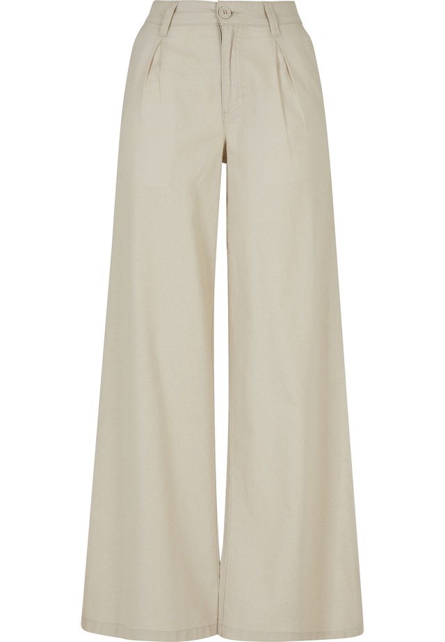 URBAN CLASSICS Trainingshose »Urban Classics Damen Ladies High Linen Mixed Wide Leg Pants«