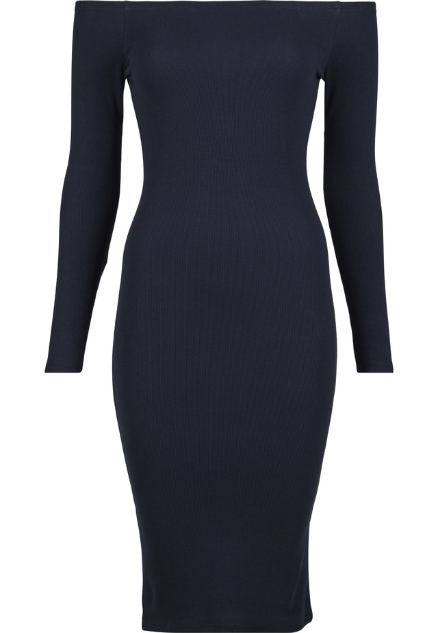 URBAN CLASSICS Shirtkleid »Urban Classics Damen Ladies Off Shoulder Longsleeve Rib Dress« 1 Stk. tlg.