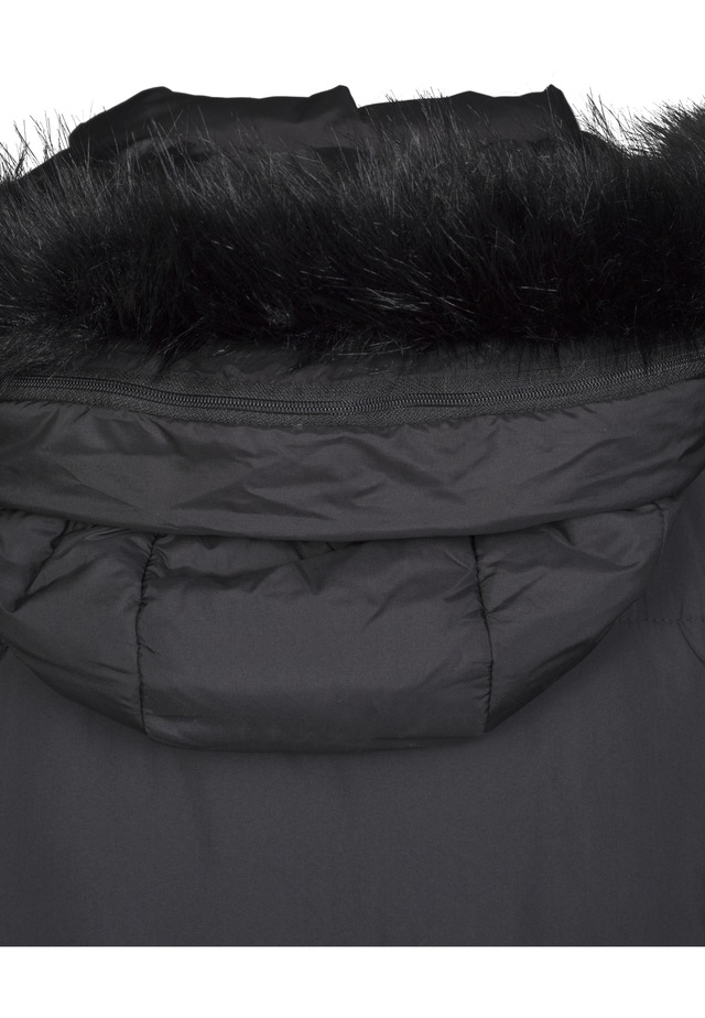URBAN CLASSICS Winterjacke »Urban Classics Damen Ladies Oversize Faux Fur Puffer Coat« 1 Stk. tlg. mit Kapuze