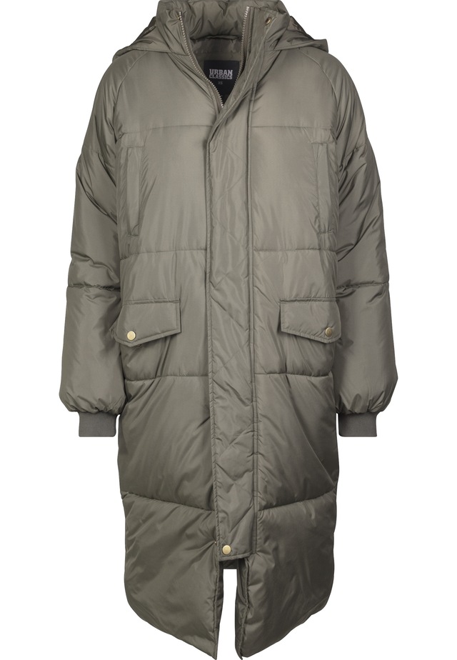 URBAN CLASSICS Winterjacke »Urban Classics Damen Ladies Oversize Faux Fur Puffer Coat« 1 Stk. tlg. mit Kapuze