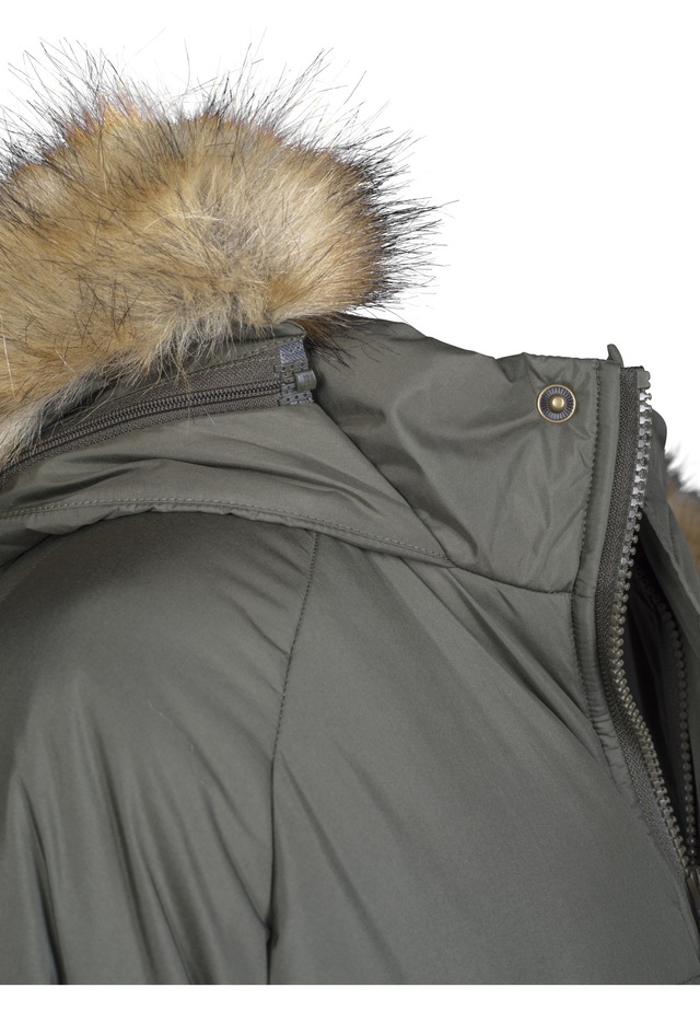 URBAN CLASSICS Winterjacke »Urban Classics Damen Ladies Oversize Faux Fur Puffer Coat« 1 Stk. tlg. mit Kapuze