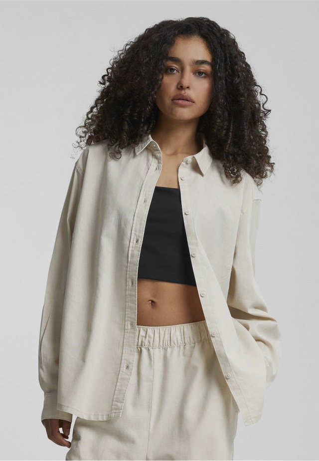 URBAN CLASSICS Blusentop »Urban Classics Damen Ladies Linen Mixed Oversized Shirt«