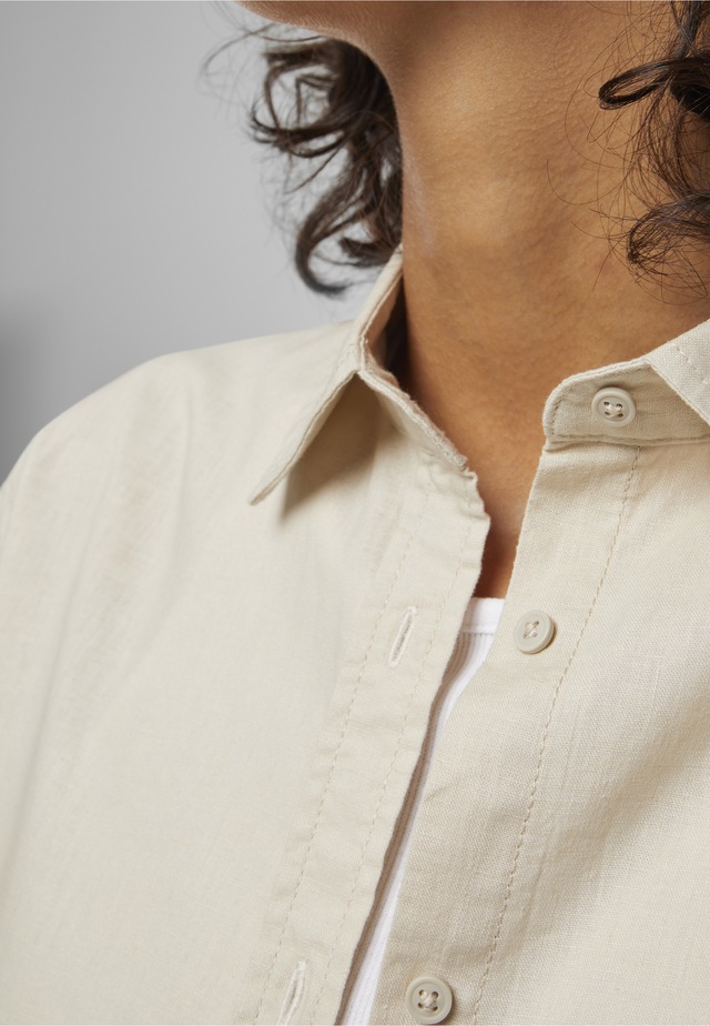 URBAN CLASSICS Blusentop »Urban Classics Damen Ladies Linen Mixed Oversized Shirt«