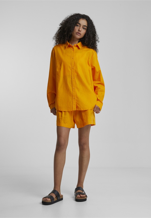 URBAN CLASSICS Blusentop »Urban Classics Damen Ladies Linen Mixed Oversized Shirt«