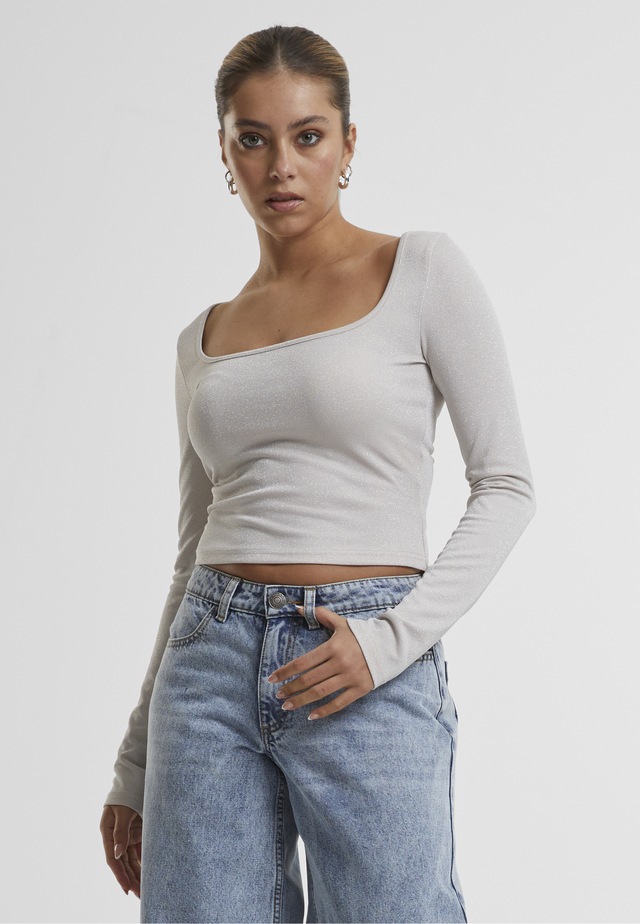 URBAN CLASSICS T-Shirt »Urban Classics Ladies Glitter Square Neck Longsleeve« 1