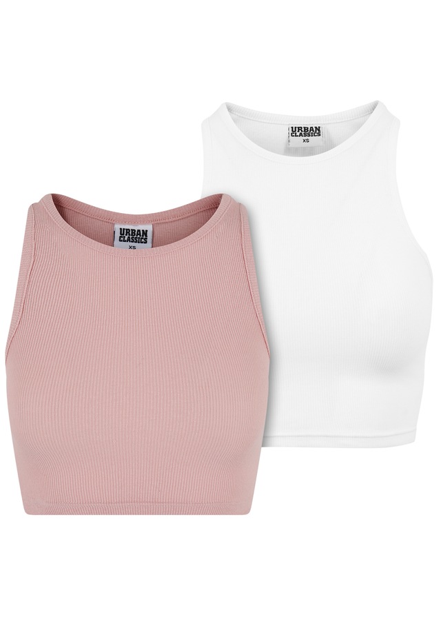 URBAN CLASSICS Tanktop »Urban Classics Damen Ladies Cropped Rib Top 2-Pack« 1 Stk.