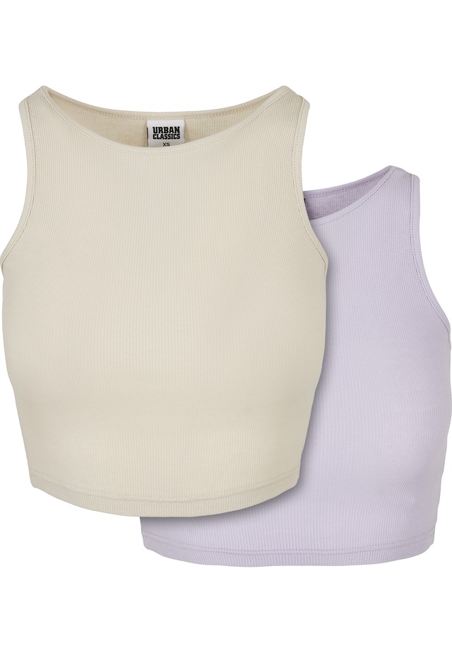URBAN CLASSICS Tanktop »Urban Classics Damen Ladies Cropped Rib Top 2-Pack« 1 Stk.