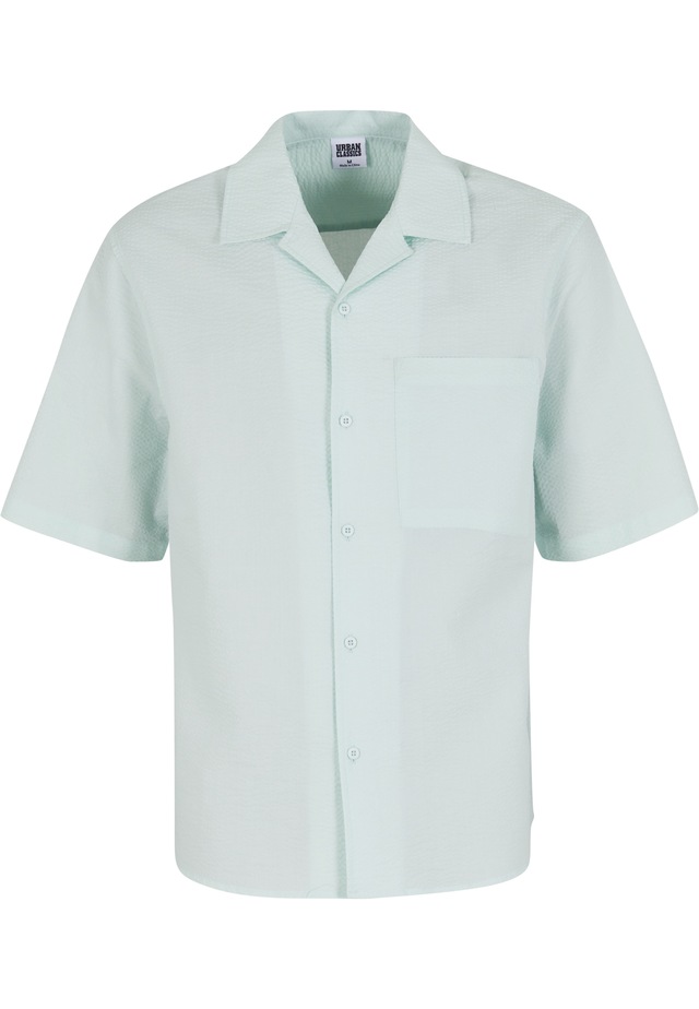 URBAN CLASSICS Langarmhemd »Urban Classics Herren Relaxed Seersucker Short Sleeve Shirt« 1 Stk.