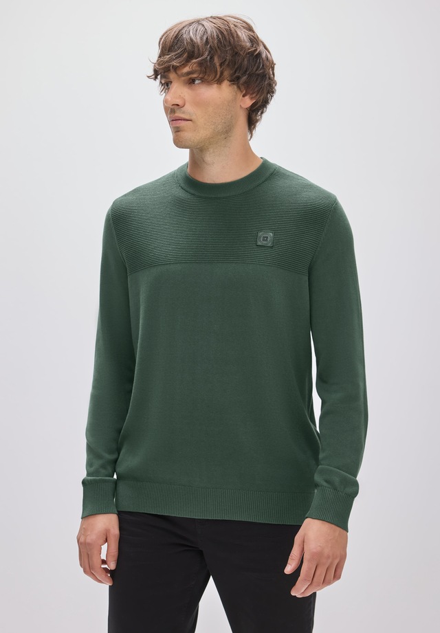 STREET ONE MEN Rundhalspullover aus reiner Baumwolle
