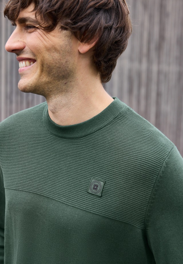 STREET ONE MEN Rundhalspullover aus reiner Baumwolle
