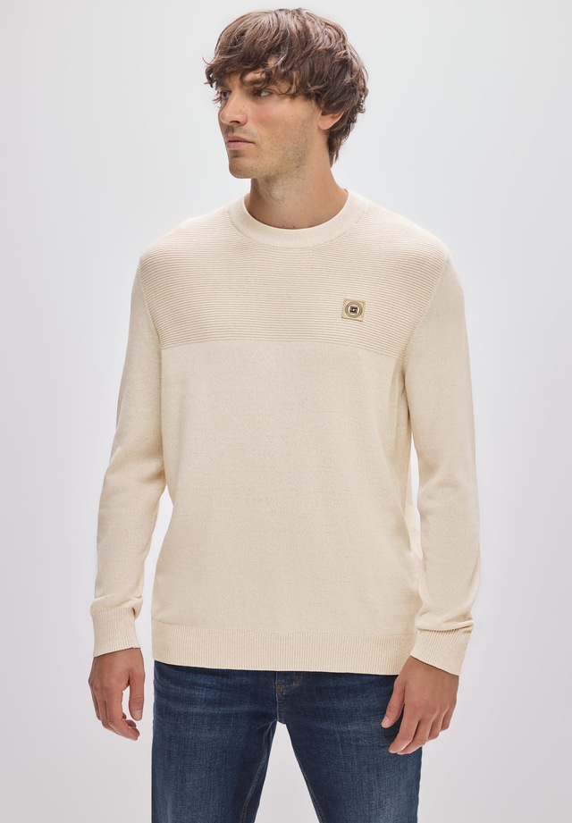 STREET ONE MEN Rundhalspullover aus reiner Baumwolle