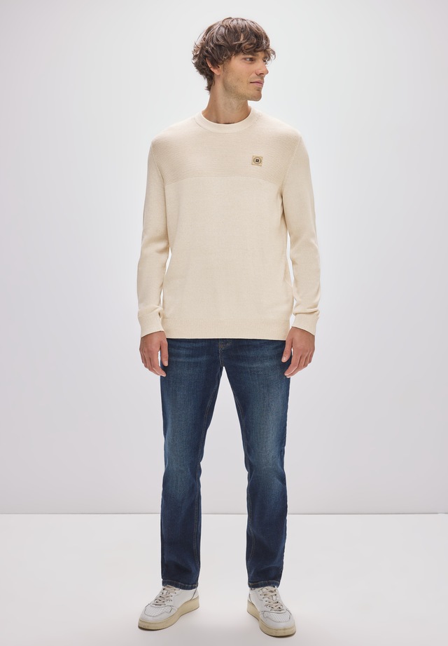 STREET ONE MEN Rundhalspullover aus reiner Baumwolle