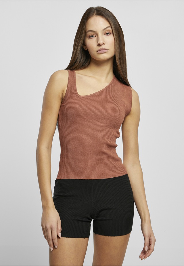 URBAN CLASSICS Tanktop »Urban Classics Damen Ladies Rib Knit Asymmetric Top« 1 Stk.