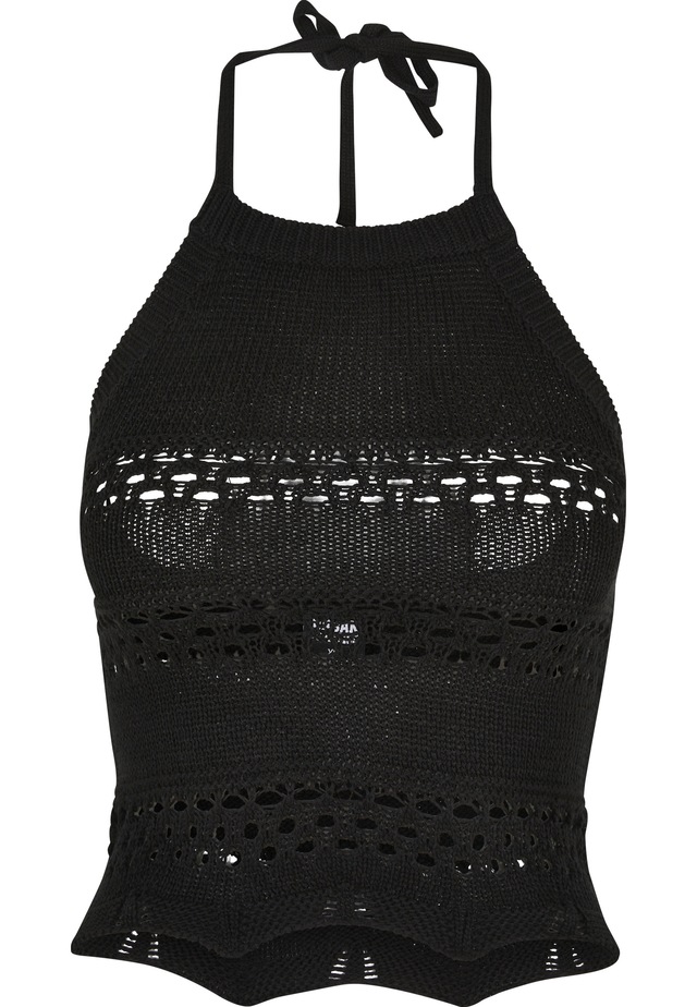 URBAN CLASSICS Tanktop »Urban Classics Damen Ladies Short Crochet Knit Neckholder Top« 1 Stk.