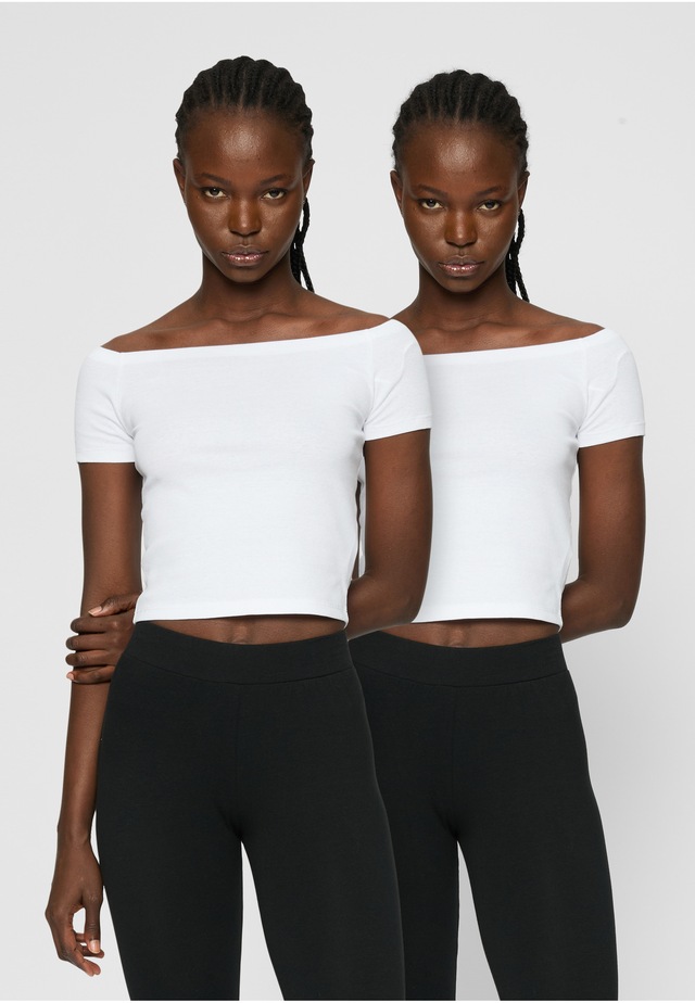 URBAN CLASSICS T-Shirt »Urban Classics Ladies Organic Off Shoulder Rib Tee 2-Pack« 1