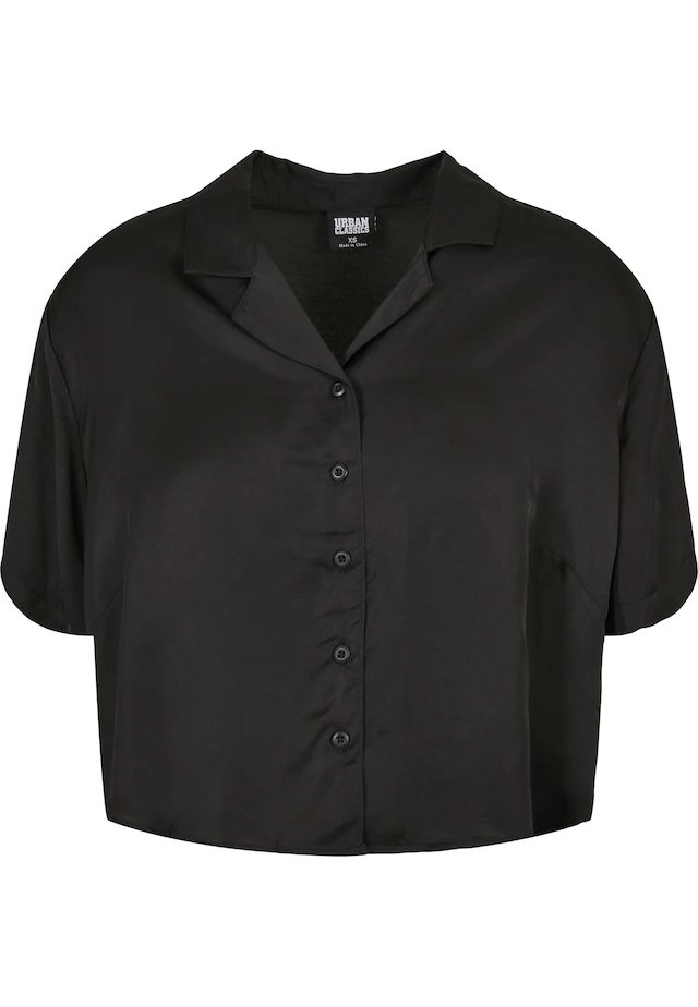 URBAN CLASSICS Kurzarmshirt »Urban Classics Damen Ladies Viscose Satin Resort Shirt« 1