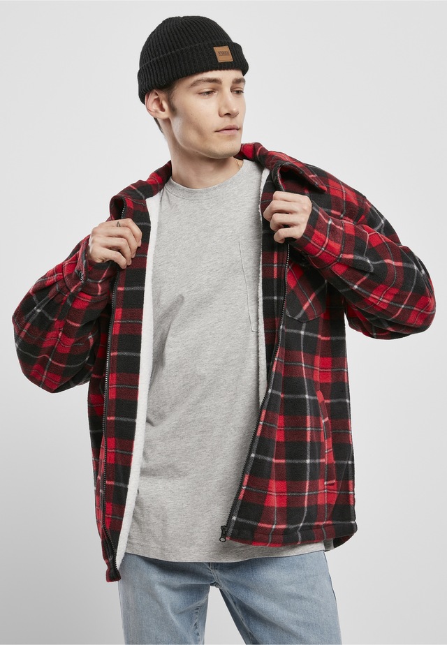 URBAN CLASSICS Allwetterjacke »Urban Classics Herren Plaid Teddy Lined Shirt Jacket« 1 Stk. tlg. ohne Kapuze