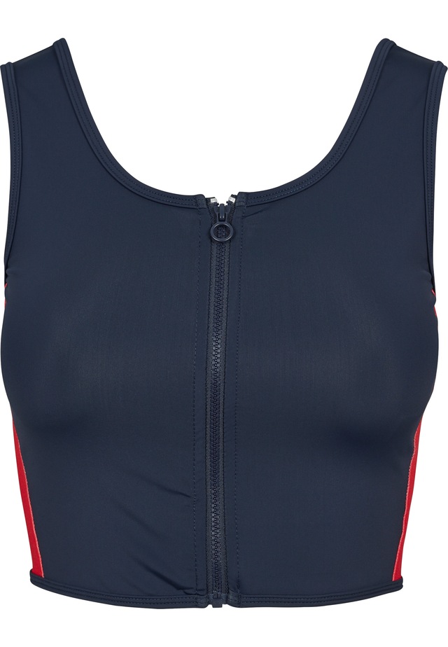URBAN CLASSICS Tanktop »Urban Classics Damen Ladies Side Stripe Cropped Zip Top« 1
