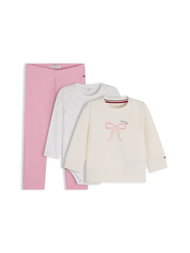 Tommy Hilfiger Neugeborenen-Geschenkset Set, 3 Shirt, Body & Jerseyhose für Babys