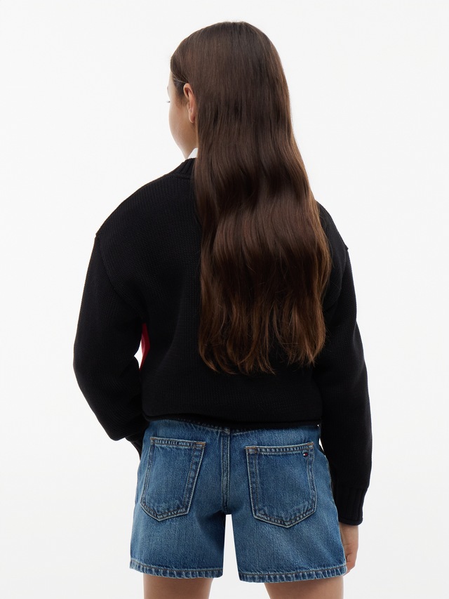 Tommy Hilfiger Strickpullover Rundhalsausschnitt, Rollkante am Saum, Kinder bis 16 Jahre
