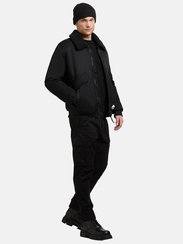 khujo Bomberjacke »Ground« ohne Kapuze Weite Herren Winterjacke mit abnehmbarem Kunstpelz-Besatz