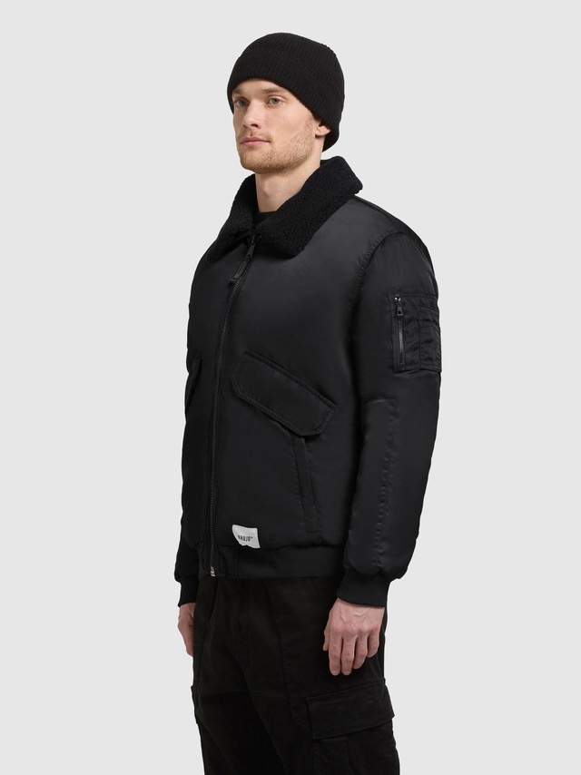 khujo Bomberjacke »Ground« ohne Kapuze Weite Herren Winterjacke mit abnehmbarem Kunstpelz-Besatz