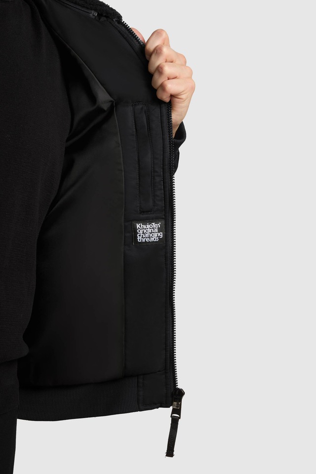 khujo Bomberjacke »Ground« ohne Kapuze Weite Herren Winterjacke mit abnehmbarem Kunstpelz-Besatz