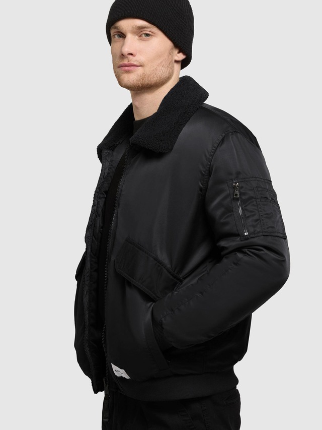 khujo Bomberjacke »Ground« ohne Kapuze Weite Herren Winterjacke mit abnehmbarem Kunstpelz-Besatz