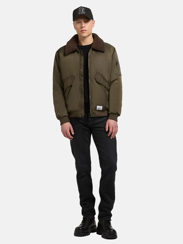 khujo Bomberjacke »Ground« ohne Kapuze Weite Herren Winterjacke mit abnehmbarem Kunstpelz-Besatz