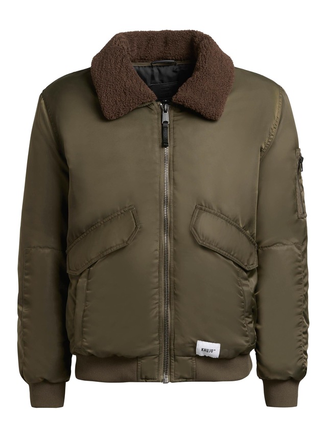 khujo Bomberjacke »Ground« ohne Kapuze Weite Herren Winterjacke mit abnehmbarem Kunstpelz-Besatz