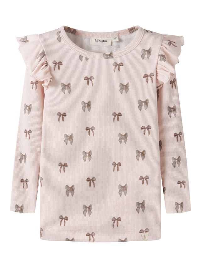 Lil' Atelier Langarmshirt »NMFGAVO EKO LS SLIM TOP LIL NOOS« mit Rüschen, weiche Jersey Rippqualität, Slim Fit