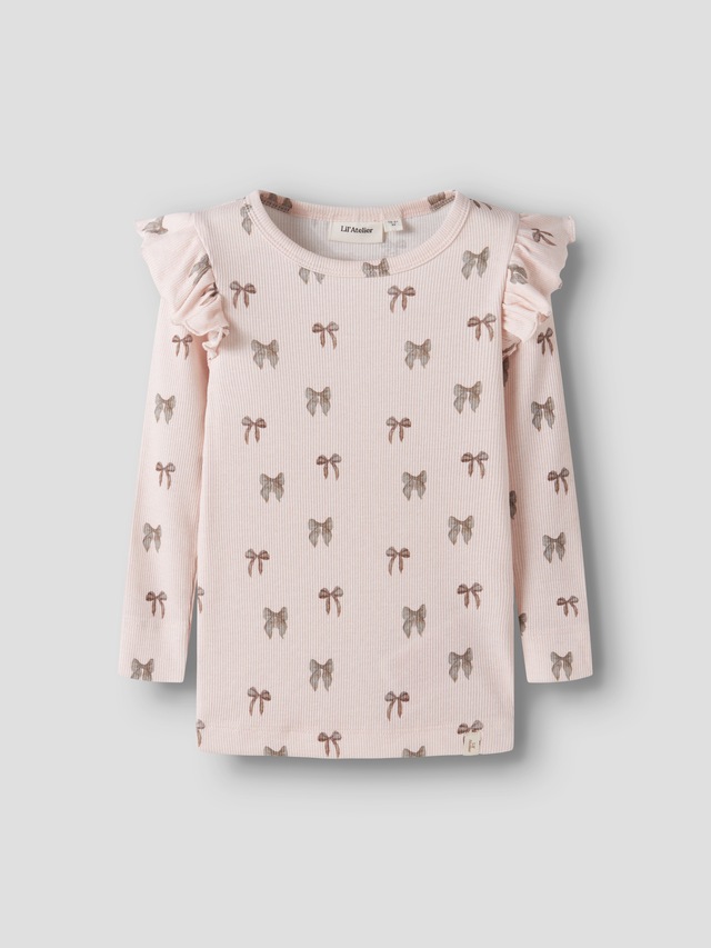 Lil' Atelier Langarmshirt »NMFGAVO EKO LS SLIM TOP LIL NOOS« mit Rüschen, weiche Jersey Rippqualität, Slim Fit
