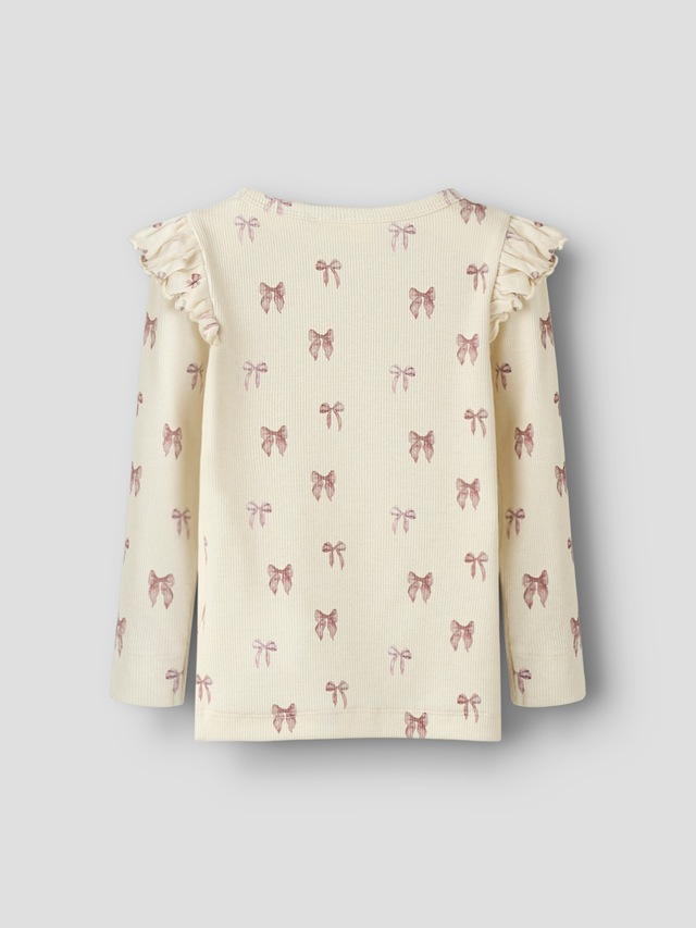 Lil' Atelier Langarmshirt »NMFGAVO EKO LS SLIM TOP LIL NOOS« mit Rüschen, weiche Jersey Rippqualität, Slim Fit