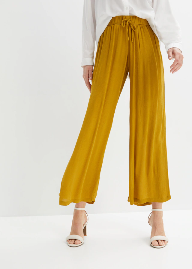 bonprix Schlupfhose aus Viskose, mit Bindeband, lockere Passform, mit Crinkle-Struktur