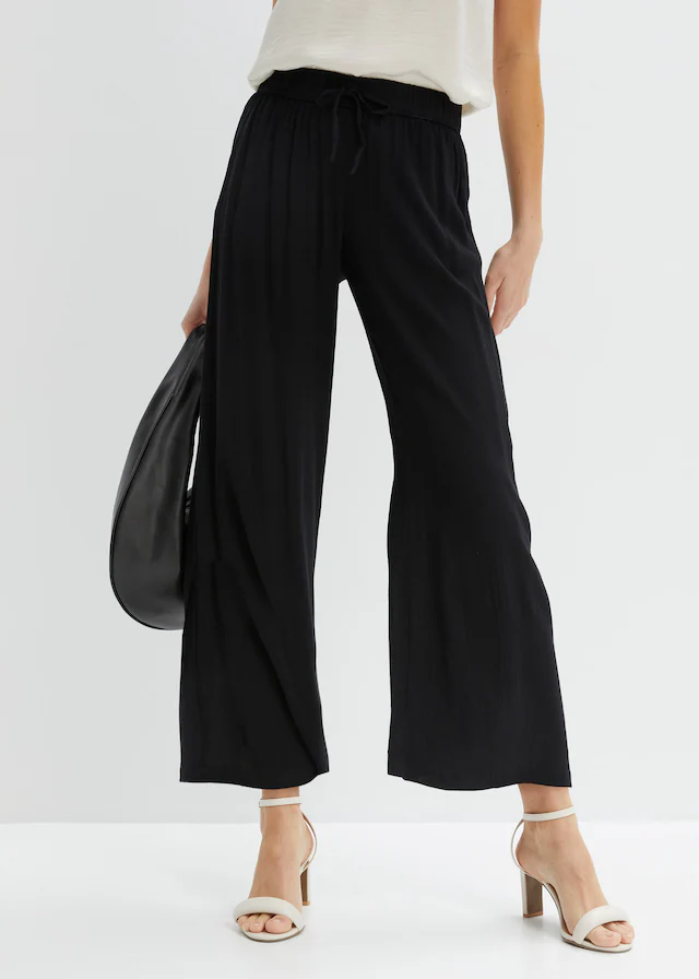 bonprix Schlupfhose aus Viskose, mit Bindeband, lockere Passform, mit Crinkle-Struktur